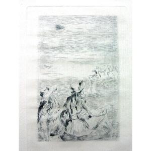 Pierre -auguste Renoir (1841-1919) On The Beach, At Berneval Etching