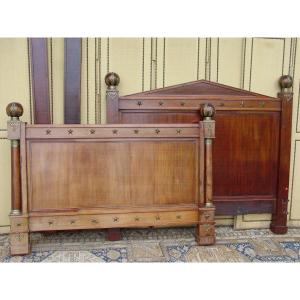 Mahogany Empire Style Bed End Of The 19th Century (l.140 Cm.)