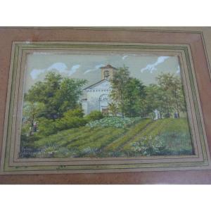 F. Weber: Small Orthodox Church In Finland Or Russia Fine Watercolor