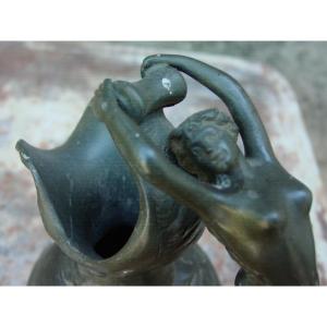 Art Nouveau Jug In Pure Pewter By