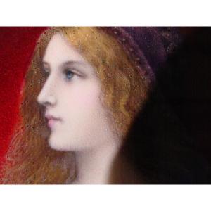 Enamel Medallion Circa 1900 Renaissance Style Signed Paul Bonnaud