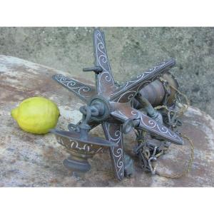 Molten Bronze Chandelier Of Jewish Worship, Hebrew?