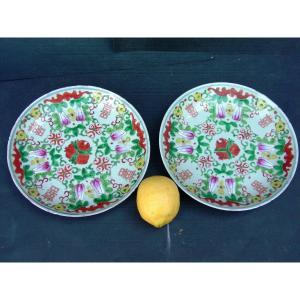Pair China Canton Plates Circa 1900