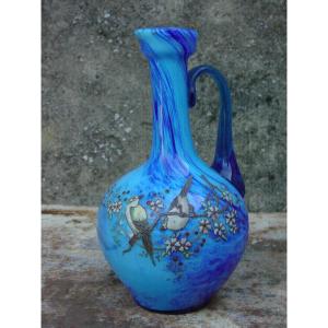 Jug, Carafe, In Enameled Glass Pate Around 1900 Art Nouveau