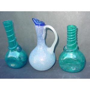 3 Vases In Antique Style Glass Pate
