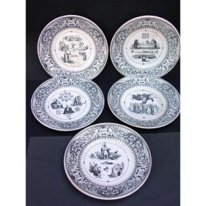5 Talking Rebus Old Man Bordeaux Plates