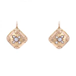 Antique Rose Gold Pearl Earrings