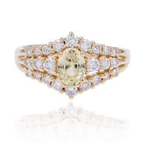Yellow Sapphire And Diamonds Ring Yellow Gold