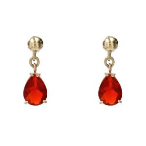 Yellow Gold And Fire Opal Earrings