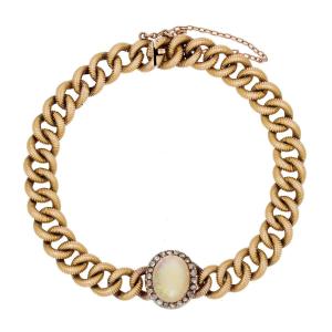 Old Curb Bracelet And Its Opal Diamond Pattern