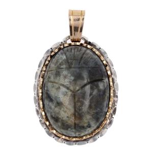 Labradorite Beetle Gold Silver Pendant