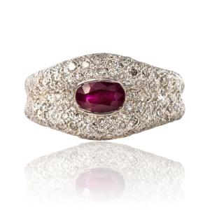 Ruby And Diamond Paving Ring