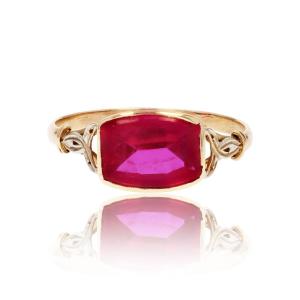 Old Synthetic Ruby And Gold Ring
