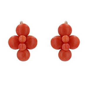 Antique Coral Pearl Earrings
