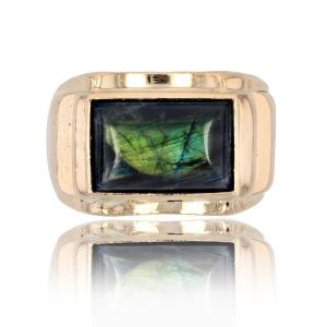 Signet Ring In Gold And Spectrolite