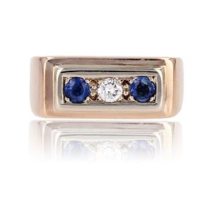 Antique Sapphire Diamond Signet Ring