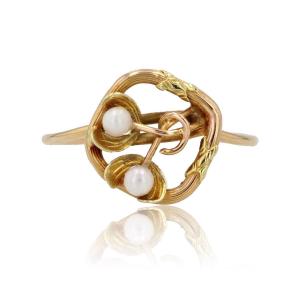 Yellow Gold Ring Old Pearl