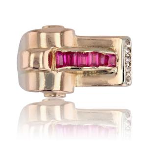 Ruby Diamond Asymmetric Tank Ring