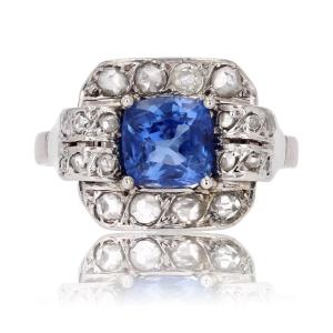 Art Deco Sapphire And Diamond Ring