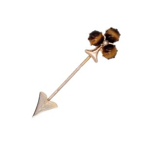 Old Tiger Eye Pin And Fine Pearls