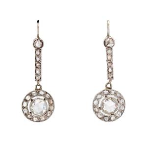 Antique Rose Cut Diamond Earrings