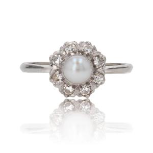 Marguerite Pearl And Diamond Ring