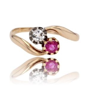 Toi Et Moi Ruby Diamond Yellow Gold Ring