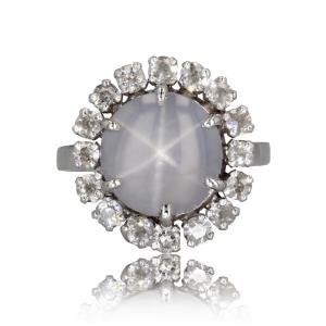 Star Sapphire And Diamond Ring