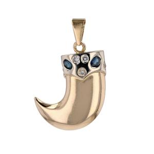 Yellow Gold Sapphire And Diamond Claw Pendant