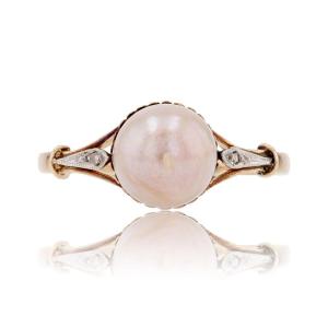 Old Pearl And Rose Cut Diamond Ring