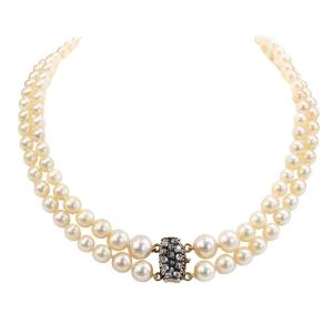 Old Double Row Cultured Pearl Necklace