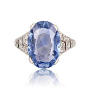 Art Deco Ceylon Sapphire And Diamond Ring