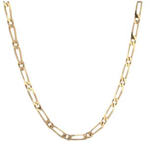 Solid Yellow Gold Limed Alternating Curb Chain