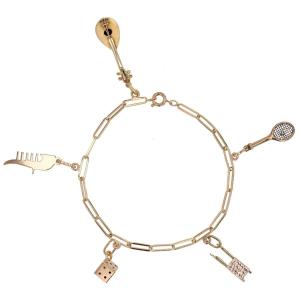 Yellow Gold Gourmette Bracelet And Its Charms