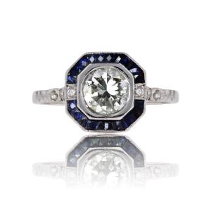 Art Deco Style Sapphire Diamond Ring