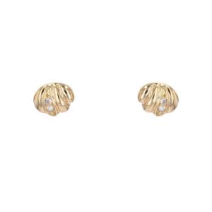 Yellow Gold Godronné Diamond Stud Earrings