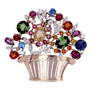 Vintage Tutti Frutti Basket Brooch