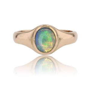 Yellow Gold Opal Bangle Ring