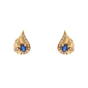 Yellow Gold Sapphire Diamond Knot Earrings