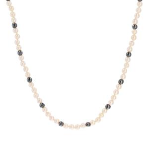 Cultured Pearl And Hematite Necklace