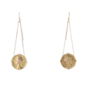 Yellow Gold And Medallion Earrings