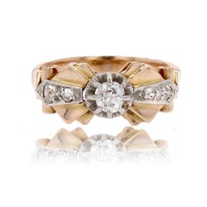 Antique Vintage Rose Gold And Diamond Ring