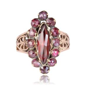 Antique Garnet Navette Ring