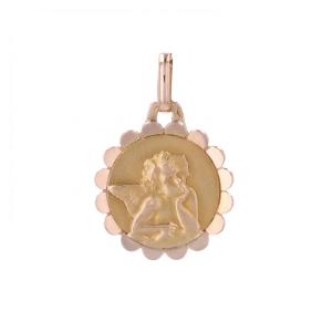 Antique Rose Gold Angel Medal