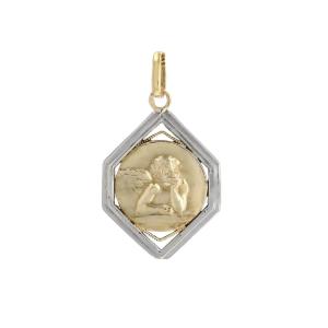 Antique 2 Gold Angel Medal