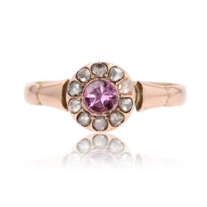 Antique Pink Sapphire And Rose-cut Diamond Ring