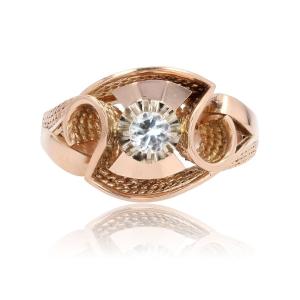 Vintage Rose Gold White Sapphire Ring