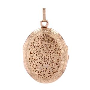Antique Rose Gold Pierced Medallion Pendant