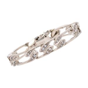 White Gold And Diamond Gourmette Bracelet