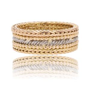 Wide 2-tone Gold Wedding Ring